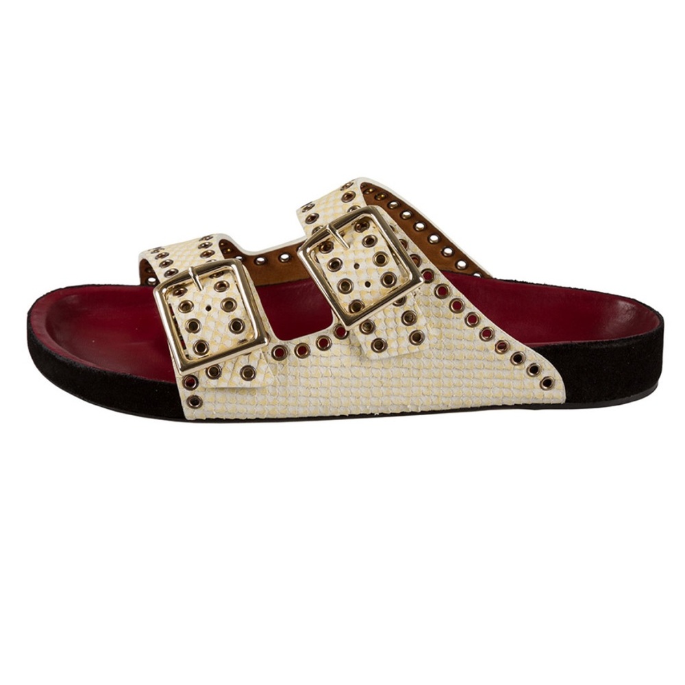Isabel Marant Cream Python Embossed Lennyo Sandals